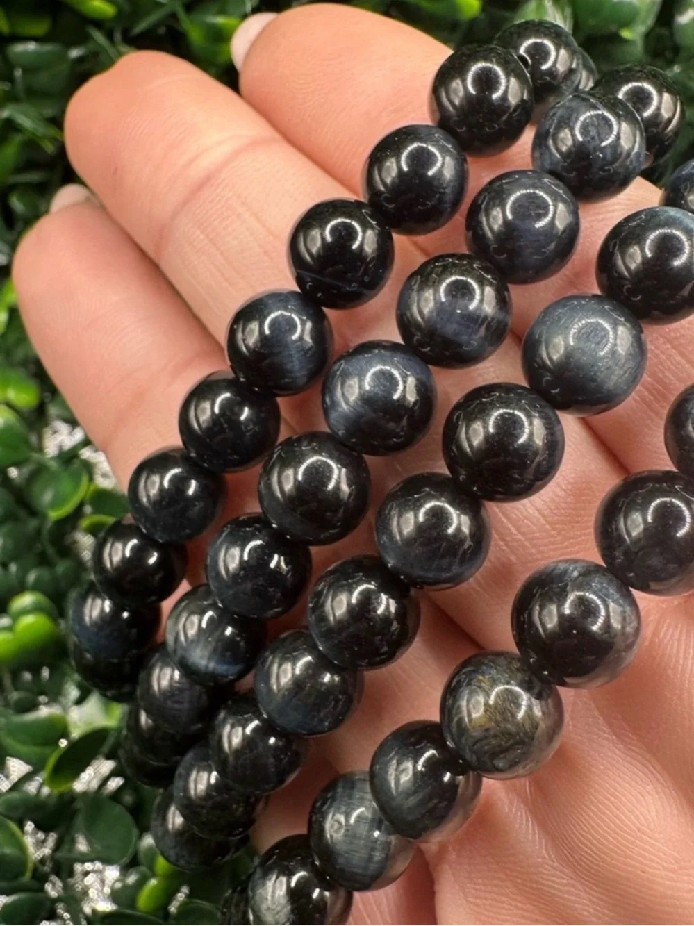 8mm Blue Tigers Eye Beaded Bracelet